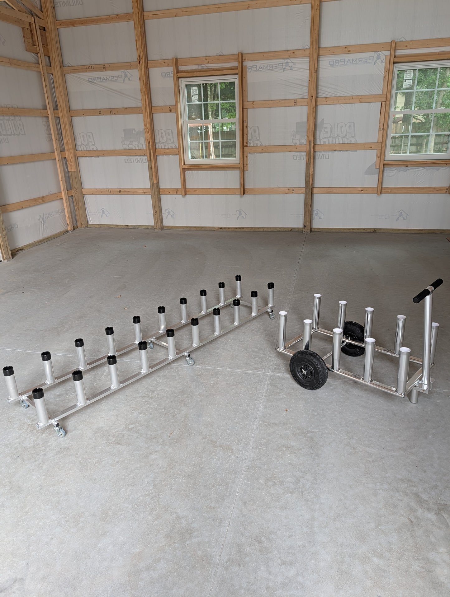 Storage rack and transport cart.